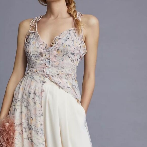 New Anthropologie Sheer Chiffon
Curtain Tunic Duster Top in Pink Multi size M - Picture 7 of 11